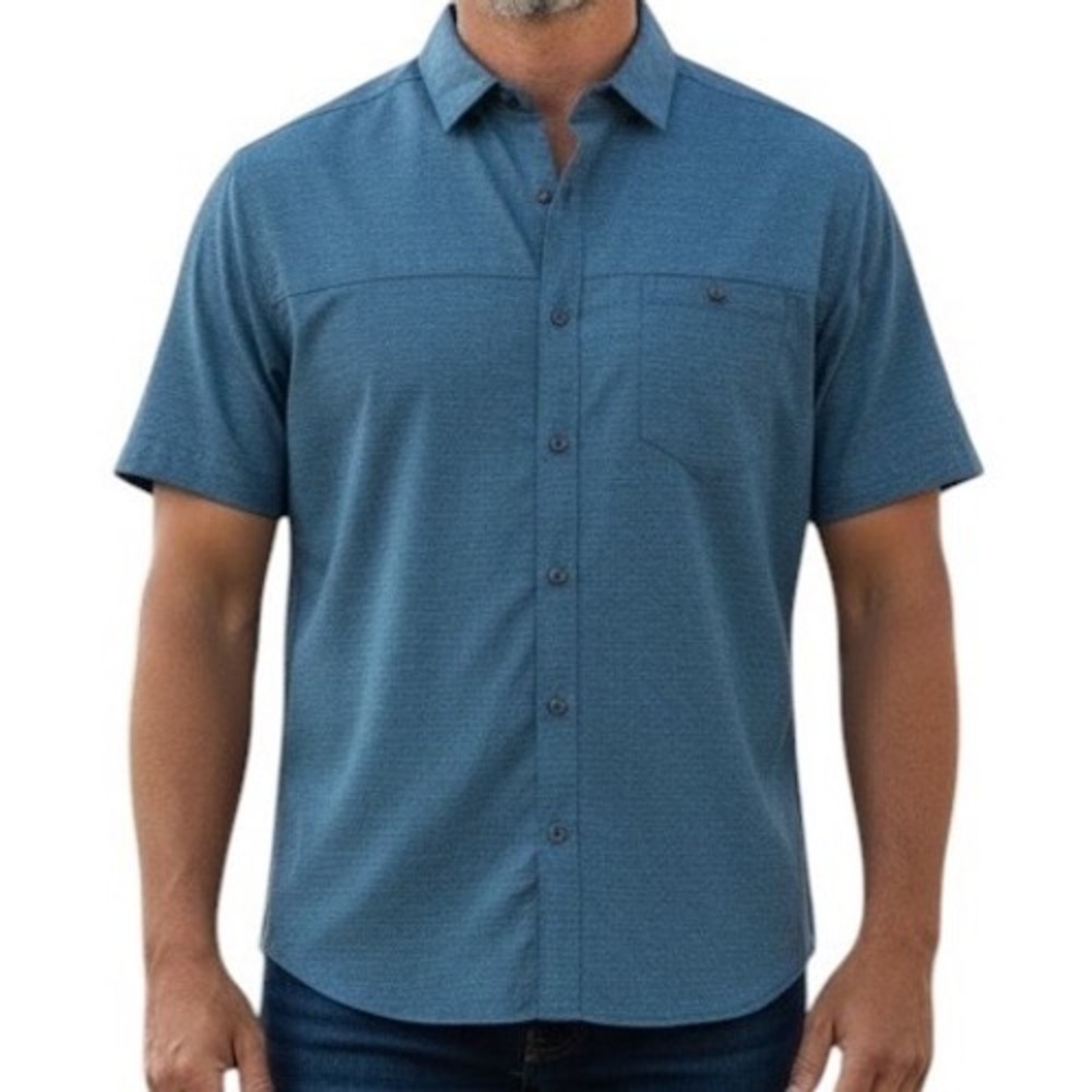 KUHL Optimizer Shirt Mens Large Blue Excellent Short Sleeve Technical Outdoor